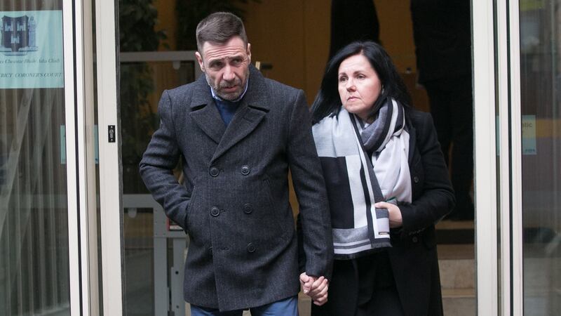 Joao Carvalho’s brother  Alex Silvestre leaving Dublin  Coroner’s Court on Thursday. Photograph:  Gareth Chaney/Collins