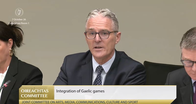 GAA President Jarlath Burns speaking at the Oireachtas Committee about integration