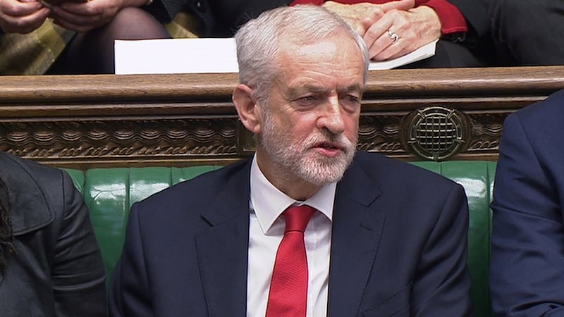 Jeremy Corbyn, the leader of the Labour party, reacts during prime minister’s questions in the House of Commons, London, Britain, December 19th. It was during this debate that Corbyn allegedly muttered the words ’stupid woman’ following a heated exchange with May Photograph: Parliament TV handout via Reuters
