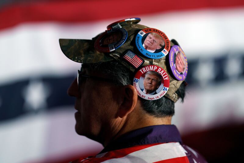 A supporter waits for Donald Trump at a rally in Reading, Pennsylvania. Photograph: Will Oliver/EPA