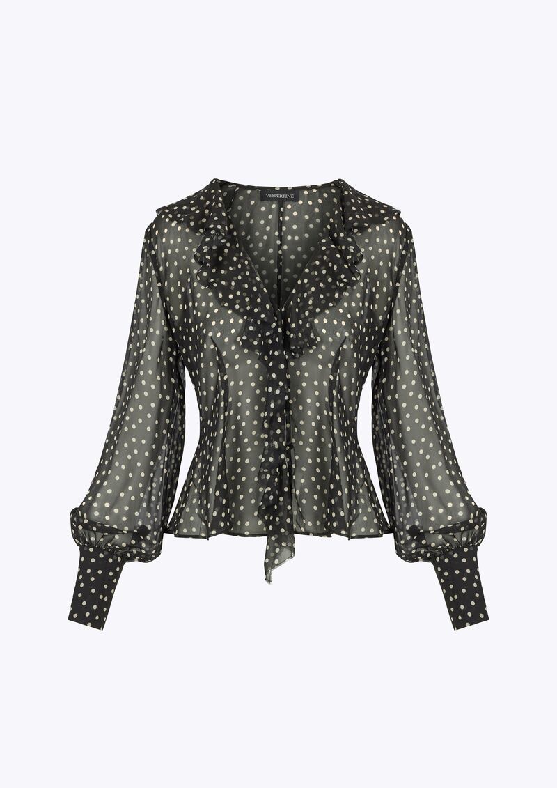 Sheer polka dot blouse, €369, Vespertine London