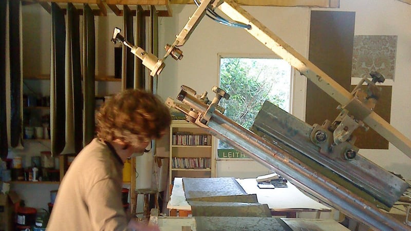 The printing process at Skinner Wallpaper at his Leitrim studio