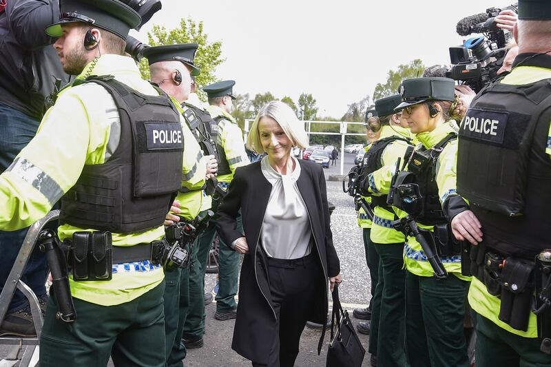 Eleanor Donaldson arrives at Newry Court House on April 24th, where she was charged with aiding and abetting in a number of  alleged sex offences. Photograph: Charles McQuillan/Getty Images