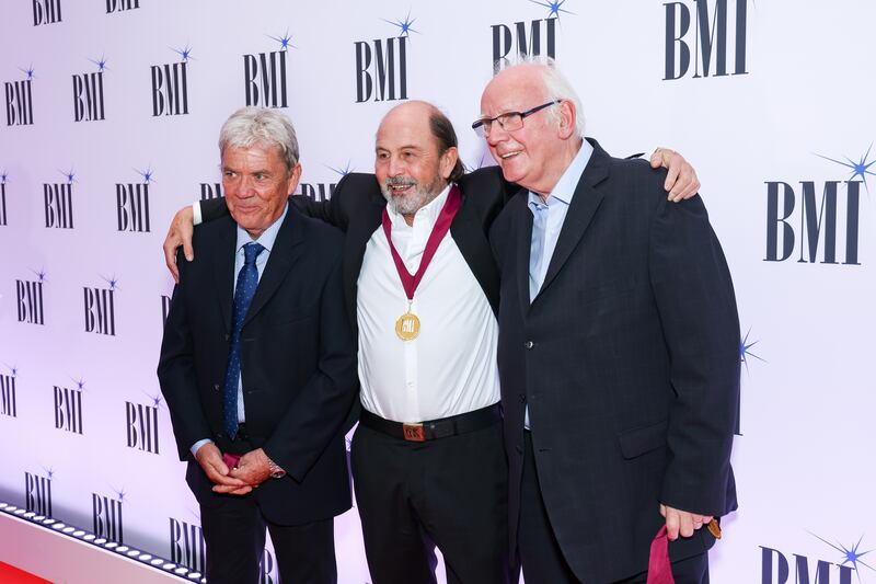 Old hands at the pop game: Mike Stock, Matt Aitken and Pete Waterman at the BMI London Awards in October 2023. Photograph: Tim P Whitby/Getty Images