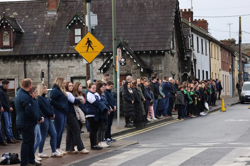 A guard of honour at the funeral of Chloe McGee on Saturday. Photograph: Dara Mac Dónaill 