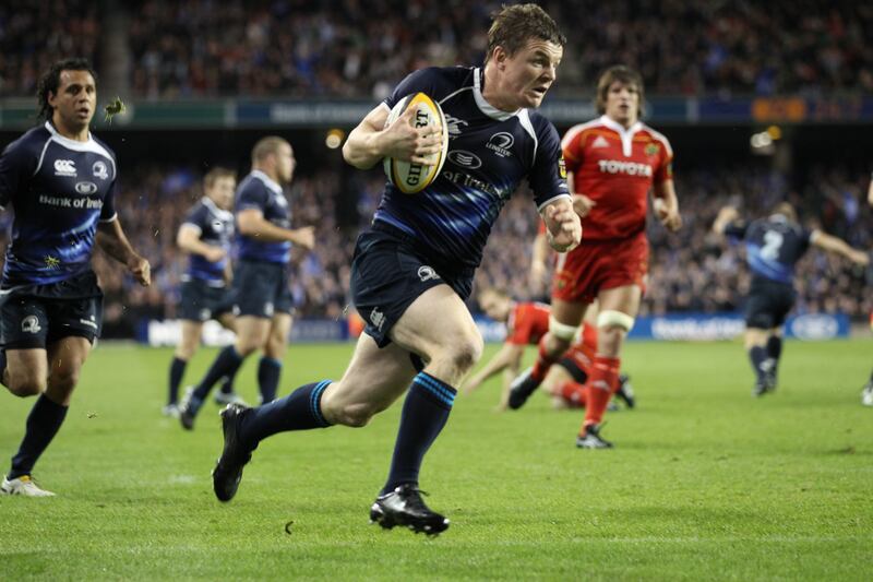 Brian O'Driscoll goes in to score the game-winning try during the 2010 Magners League game against Munster at the Aviva Stadium. Photograph: Billy Stickland/Inpho