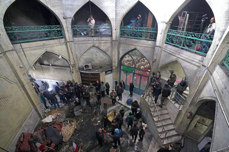 The Al-Aqsa Mosque, damaged during recent public protests in Tehran. Photograph: Atta Kenare/AFP/Getty Images