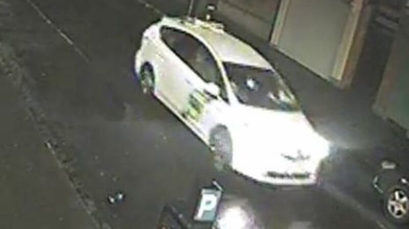 An image of the  white taxi released by gardaí.