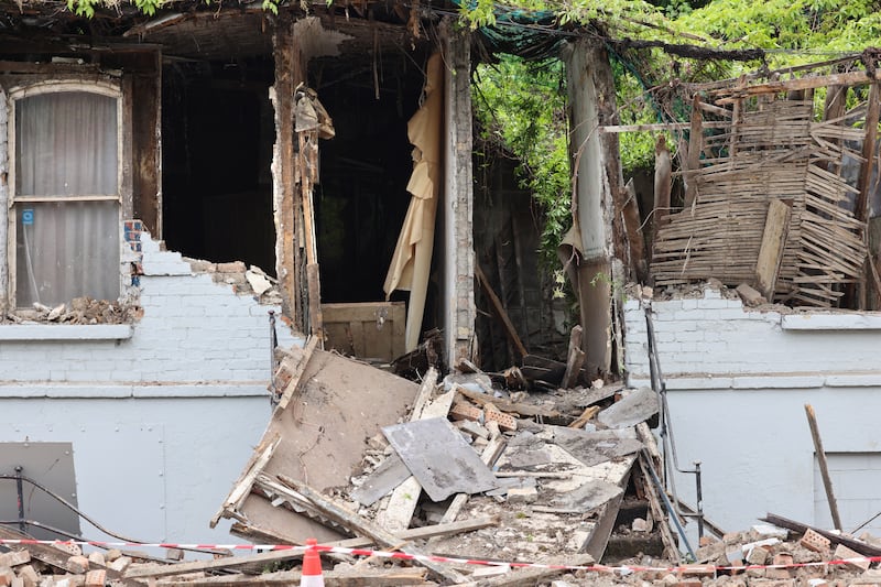 A collapsed house on Canal Road, Ranelagh, Dublin. Photograph: Dara Mac Dónaill / The Irish Times