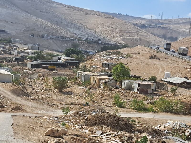 Kasarat encampment encampment near the main Jericho-Ramallah Road.  Photograph: Mark Weiss