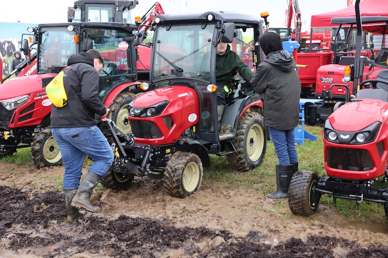 National Ploughing Championships competitors gear up for the day's events. Photograph: Dara Mac Dónaill