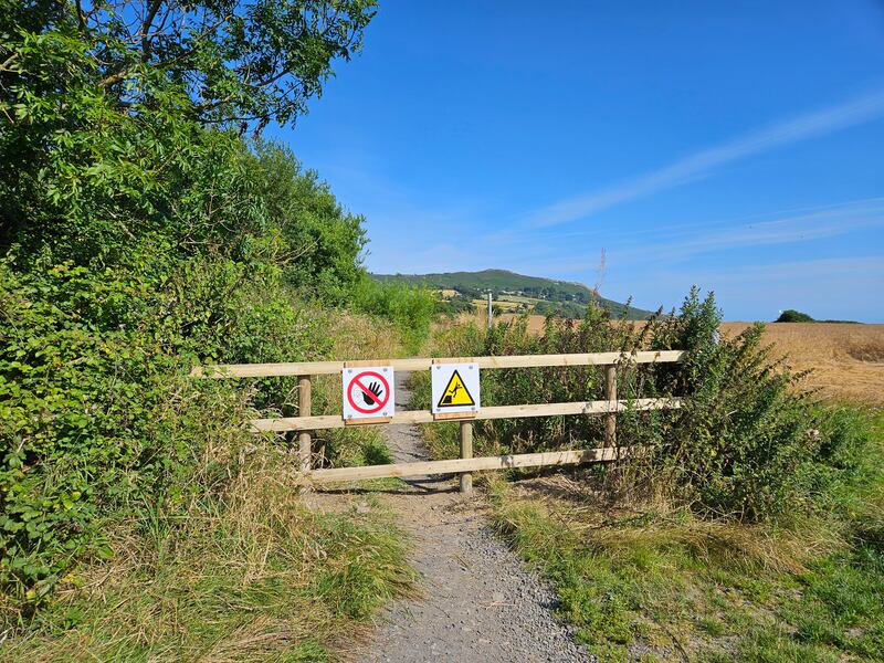 The barrier on the Greystones side of the cliff walk