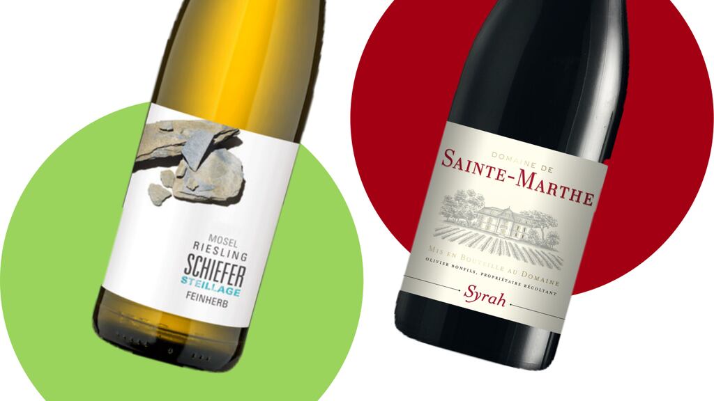 Two to try: Schiefer Steillage Riesling and Domaine de Sainte-Marthe Syrah, both from Dunnes Stores
