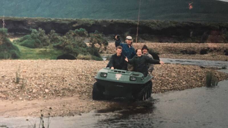 Ally Bunbury with her grandfather and siblings and the Aquacat
