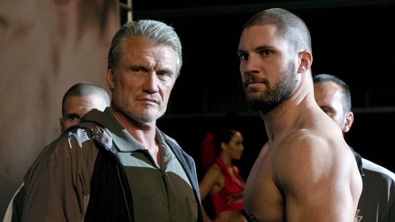 Dolph Lundgren and Florian Munteanu as Ivan and Viktor Drago in ‘Creed II’. Photograph: Barry Wetcher/MGM/Warner Bros