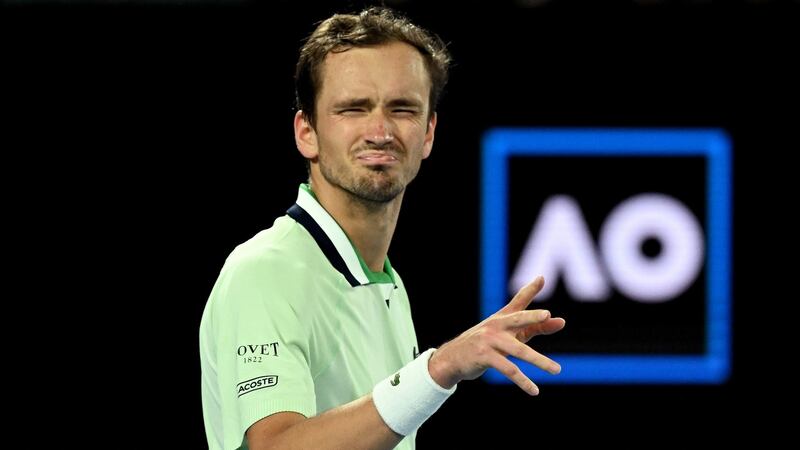 Russia’s Daniil Medvedev  reacts after winning his second-round match against Australia’s Nick Kyrgios at the  Australian Open in  Melbourne. Photograph: Dean Lewins/EPA