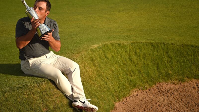 Italy’s Francesco Molinari with the Claret Jug last year at Carnoustie. Photograph: Getty Images