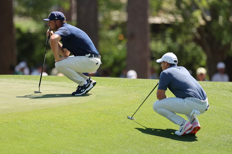 By the third, after a two-shot swing in his favour, McIlroy recaptured the lead from playing partner Bryson DeChambeau. Photograph: Michael Reaves/Getty Images