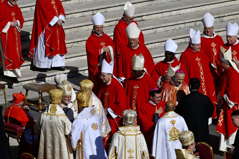 Cardinals getting ready for the funeral of Pope Francis. Photograph: Antonio Masiello/Getty Images