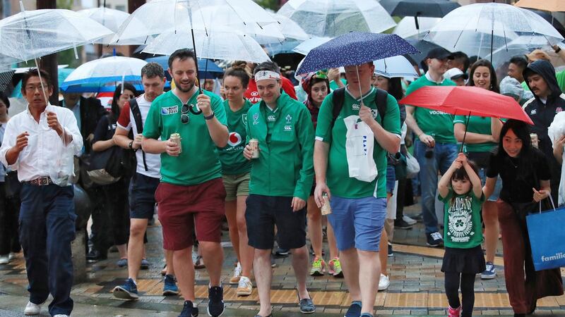 Ireland fans arrive  at the Kobe Misaki Stadium, Kobe city. PA Photograph: Adam Davy/PA Wire