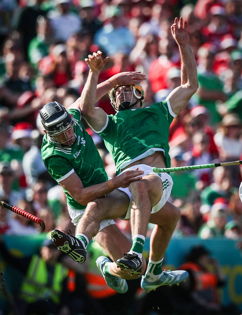 Gearóid Hegarty, seen here with Dan Morrissey in last month's Round 4 match against Cork in Limerick. Photograph: Tom Maher/Inpho