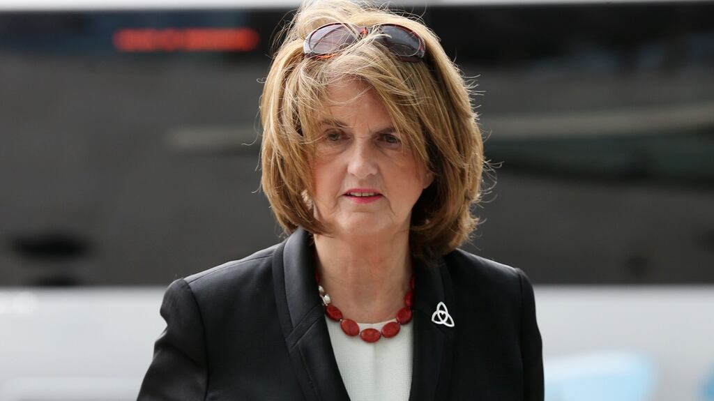 Former Tánaiste Joan Burton arrives at Dublin Circuit Criminal Court in May last year for the trial of men who were charged with falsely imprisoning her and her adviser at a water charges protest in Jobstown in 2014. They were later acquitted. File photograph: Collins Courts
