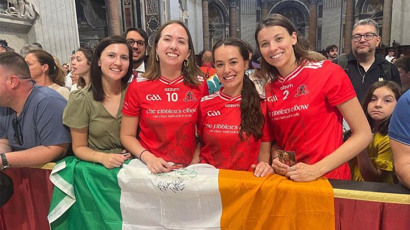Catherine Hallinan, Niamh Ryan, and Katie Molloy of Rome Hibernia GAA club. Photograph: Vatican News