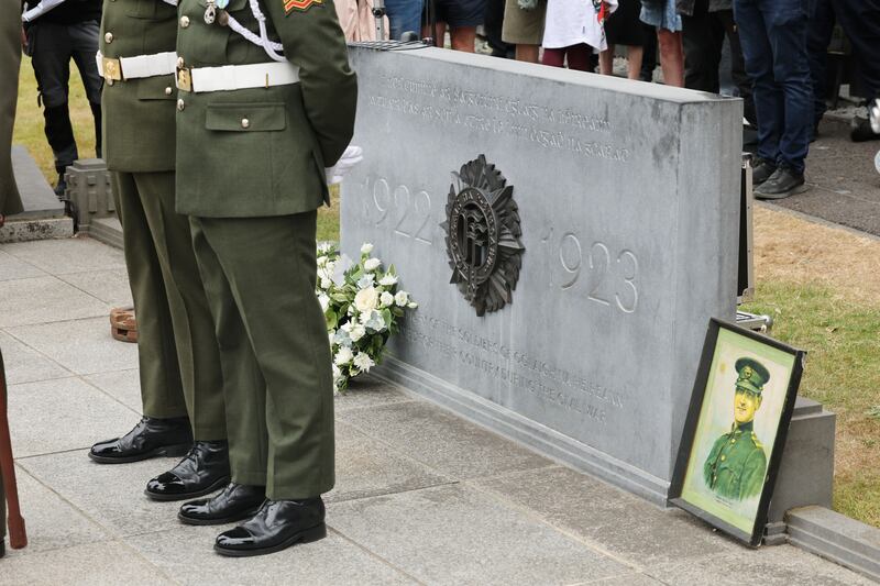 The annual national commemoration honouring General Michael Collins and President Arthur Griffith took place at Glasnevin Cemetery, Dublin, on Sunday. Photograph: Alan Betson/The Irish Times