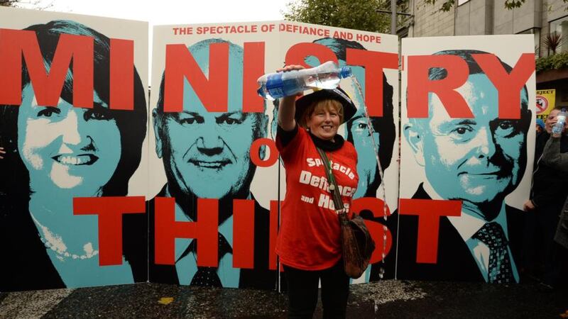 Rita Fagan from Inchicore protesting against water charges in Dublin on Saturday. Photograph:  Cyril Byrne/The Irish Times
