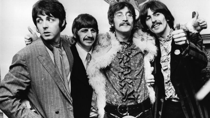 The Beatles celebrate the completion of their new album, ‘Sgt Pepper’s Lonely Hearts Club Band’, at a press conference held at the west London home of their manager Brian Epstein on May 19th, 1967. Photo by John Pratt/Keystone/Getty Images