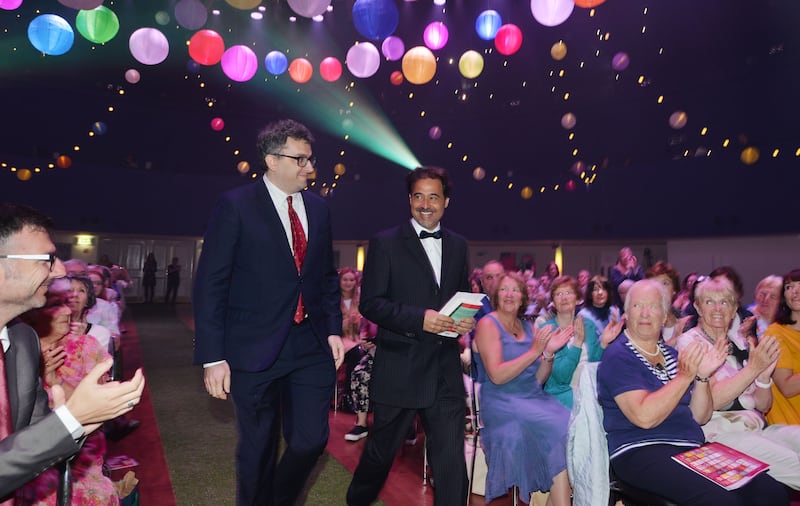 Daniel Hahn (left) and Jose Eduardo Agualusa, winners of the International Dublin Literary Award 2017 for A General Theory of Oblivion, translated from Portuguese by Hahn. Photograph: Alan Betson