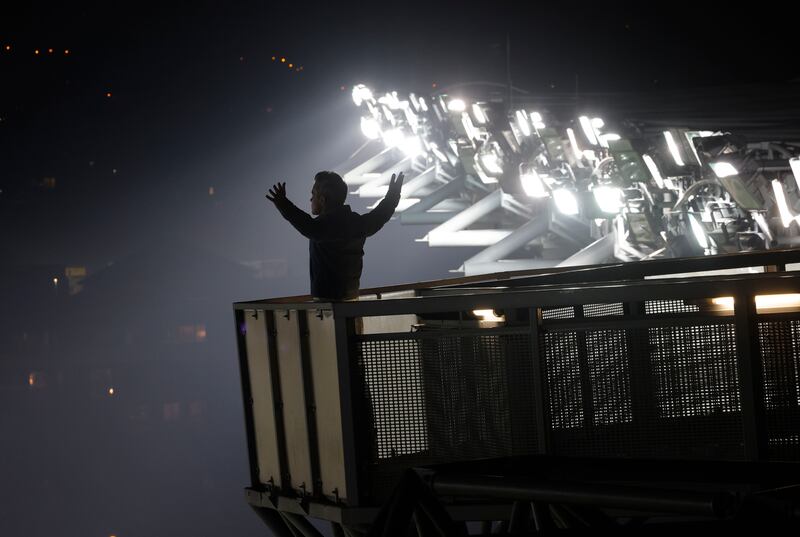 Robbie Williams on the roof of Croke Park ahead of his recently announced concert. Photograph: Alan Betson / The Irish Times

