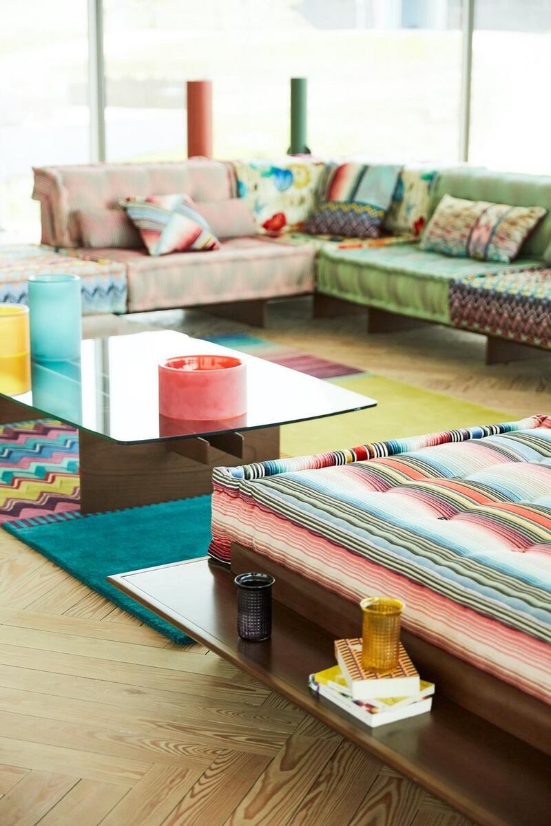 Roche Bobois Mah Jong seat cushions in Missoni fabric start from €1,250 and sofas including the frame start from about €31,000