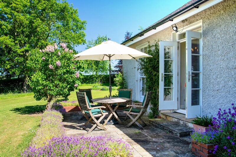 Patio beside house