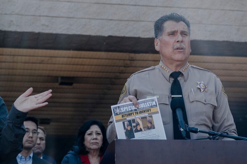 Los Angeles sheriff Robert Luna speaks during a news conference following the gun attack in Monterey Park, California. Photograph: Mark Abramson/The New York Times