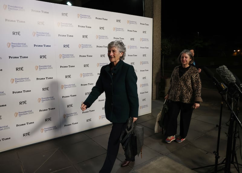 Catherine Connolly arrives at RTÉ. Photograph: Bryan O’Brien
