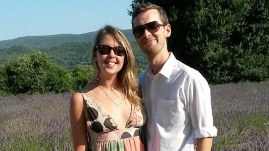 Conor Haugh and his girlfriend Virginie on her parents’ lavender farm in Provence