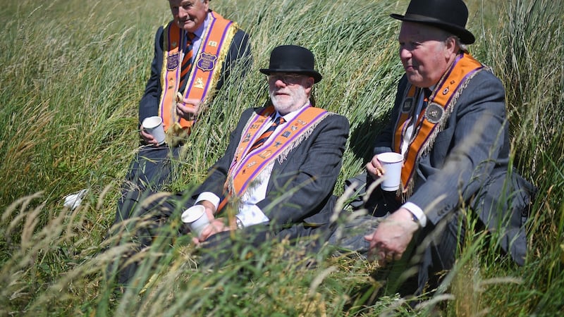 Orangemen at the annual pre Twelfth of July parade held in Rossnowlagh, Co Donegal. Photograph; Jeff J Mitchell/Getty Images