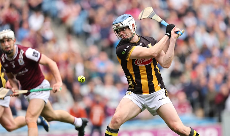 Kilkenny's TJ Reid scores a goal in the Leinster SHC final against Galway at Croke Park. Photograph: Bryan Keane/Inpho