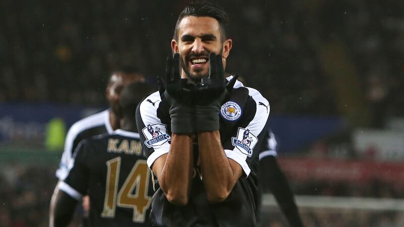 Riyad Mahrez: The PFA Player of the Year  scored, so far, 18 goals this season and  assisted 11 more. Photograph: Geoff Caddick/AFP/Getty Images
