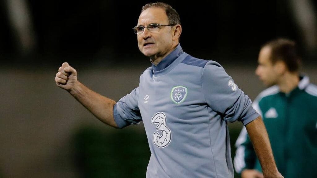 Republic of Ireland  manager Martin O’Neill gestures during the Euro 2016 Group D qualifier against Georgia at the Aviva Stadium. Photograph: Paul Childs/Action Images via Reuters/Livepic