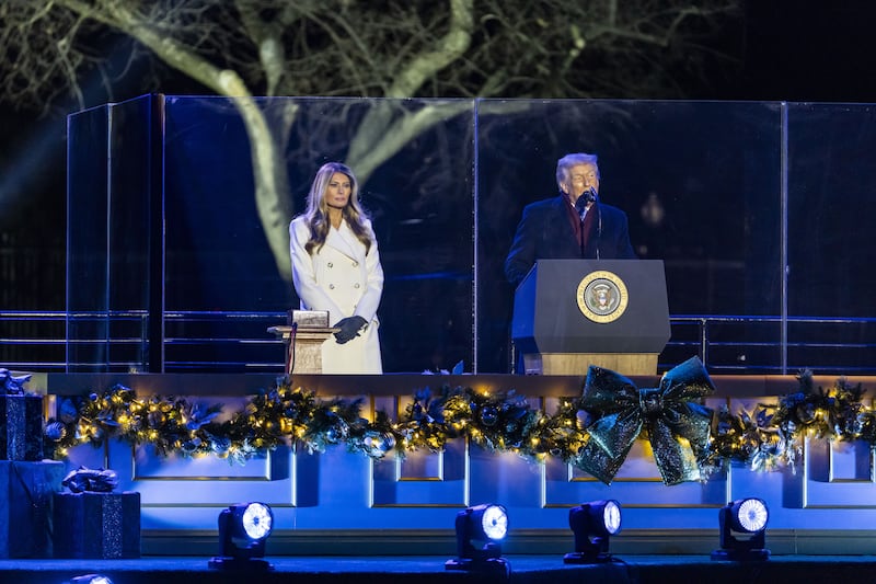 US President Donald Trump (R) and First Lady Melania Trump (L). Photograph: Jim Lo Scalzo/EPA