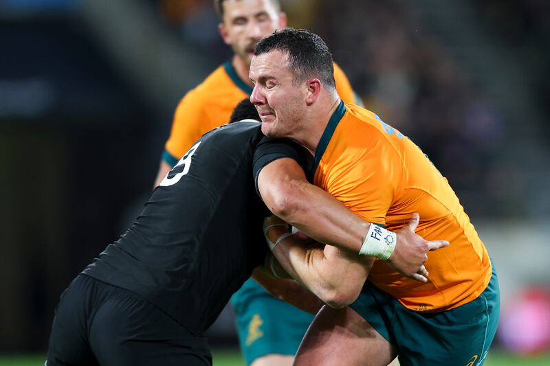 Dylan Pietsch, seen here in action against New Zealand, gives pace to the Australian backline. Photograph: Hagen Hopkins/Getty Images