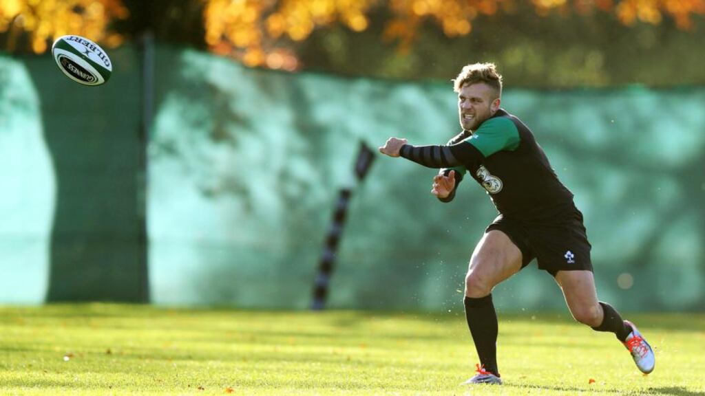 Ireland outhalf Ian Madigan training at Carton House, Co Kildare, ahead of the match against Georgia. Photograph: Dan Sheridan/Inpho