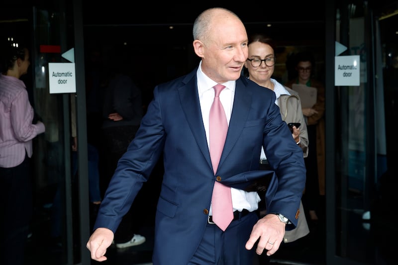 Jim Gavin leaves the RTE studios in Donnybrook, Dublin, after appearing in a presidential election debate on The Week in Politics show. Photograph: Conor O'Mearain/ PA