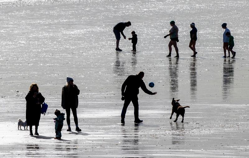 People enjoying Portmarnock Beach, Co Dublin. Photograph: Tom Honan for The Irish Times.