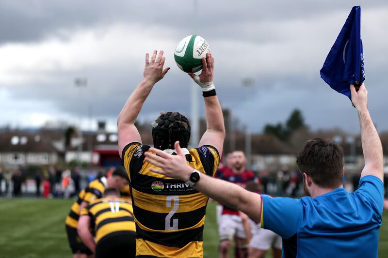 Young Munster's Chris Moore during a lineout against Clontarf at Castle Avenue. Photograph: 
Mandatory Credit ©INPHO/Laszlo Geczo