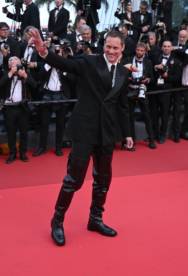 Alexander Skarsgard wore thigh-high boots at Cannes. Photograph: Doug Peters/PA Wire