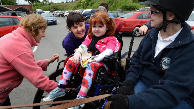 Róisín Tansey (3), from Mayo, travels by carriage at the special day at Festina Lente in Bray, Co Wicklow, for children from Temple Street Children’s Hospital in Dublin. Photograph: Eric Luke