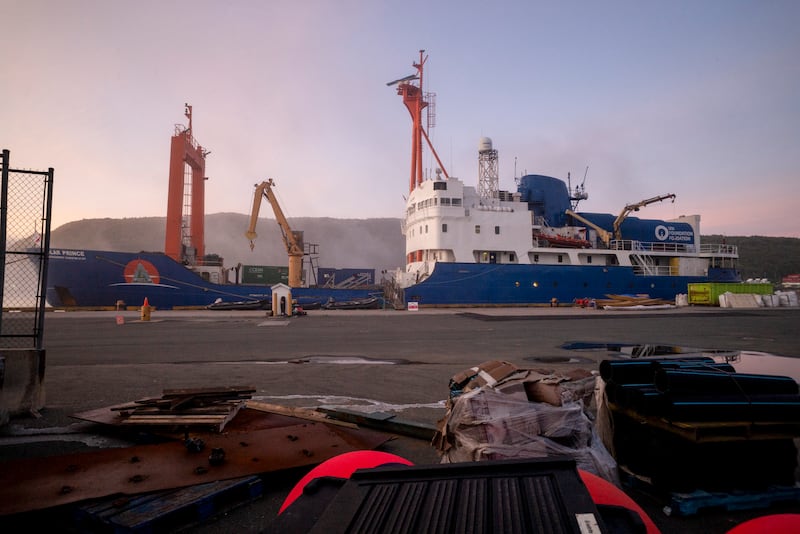 The Polar Prince, the support vessel for the Titan submersible, at its Pier in St John's, capital of Newfoundland and Labrador province, Canada, on June 27th. Photograph: Ian Austen/New York Times
                      
